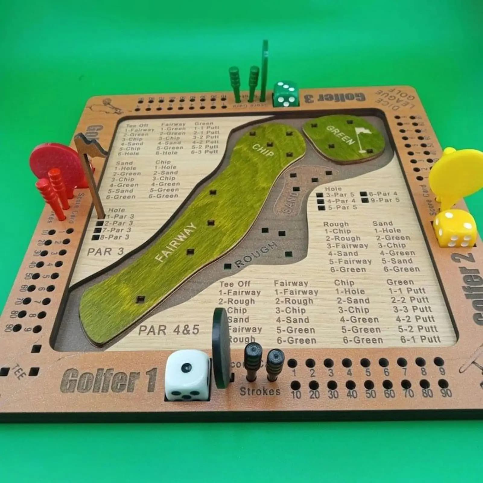 Gioco di dadi da golf Giochi di società giocattolo da golf impegnativi in legno per 1-4 giocatori Adulti Famiglia da tavolo Gioco al coperto Intrattenimento