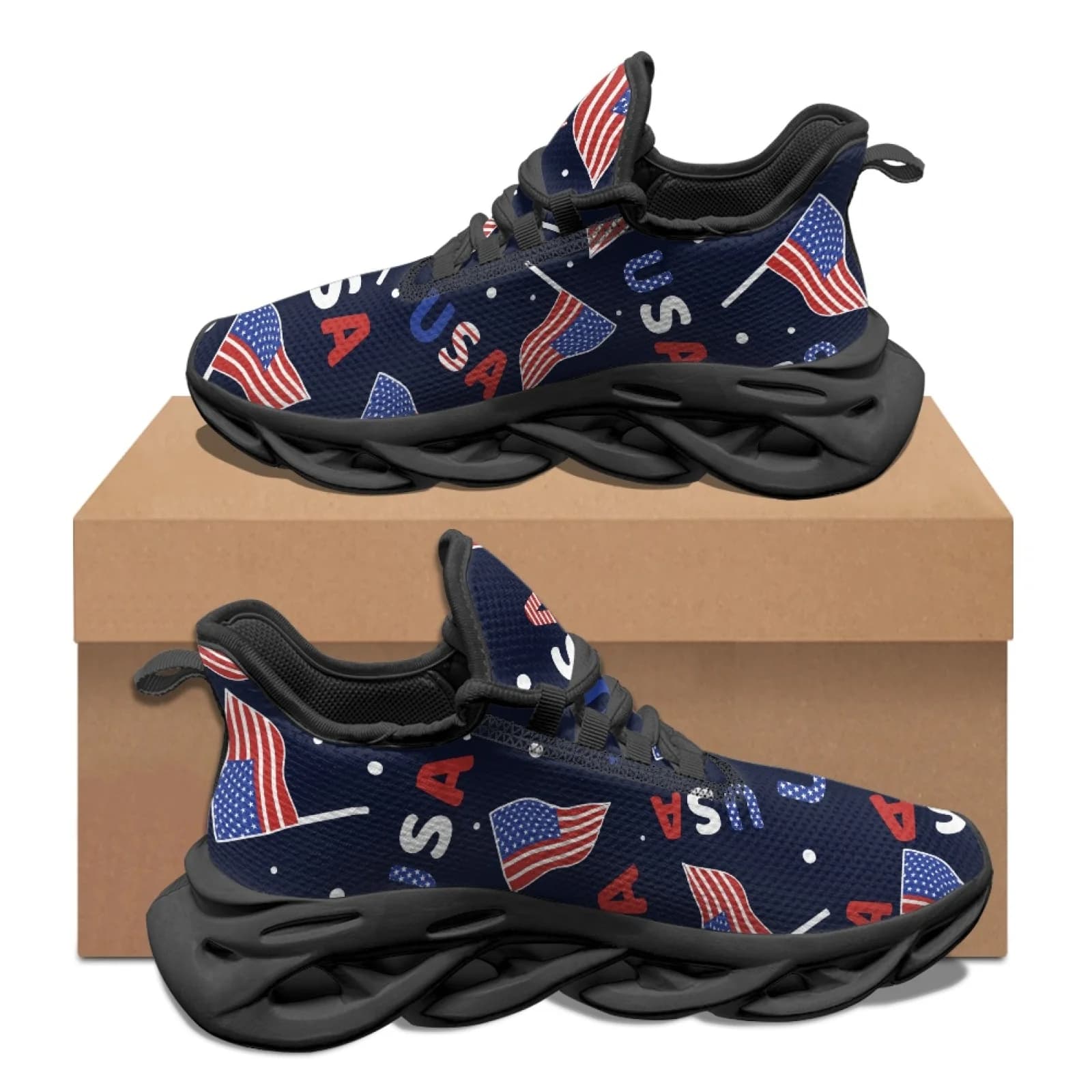 PENSTROLL American Flag Cool Mens Running Shoes Running Sneaker for Gym Lightweight Athletic Sneakers