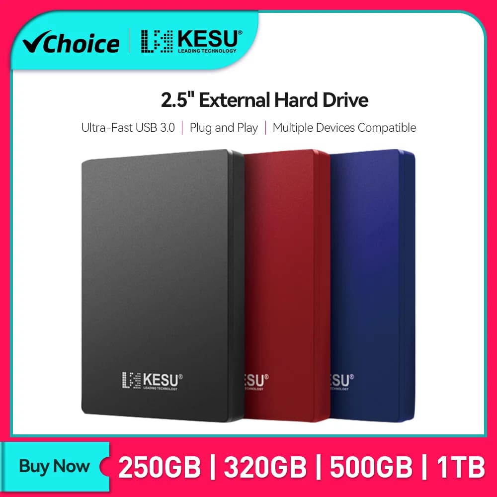 KESU HDD disco rigido esterno portatile da 2.5 pollici 250GB 320GB 500GB 1TB di archiviazione USB3.0 compatibile per PC Mac Desktop MacBook