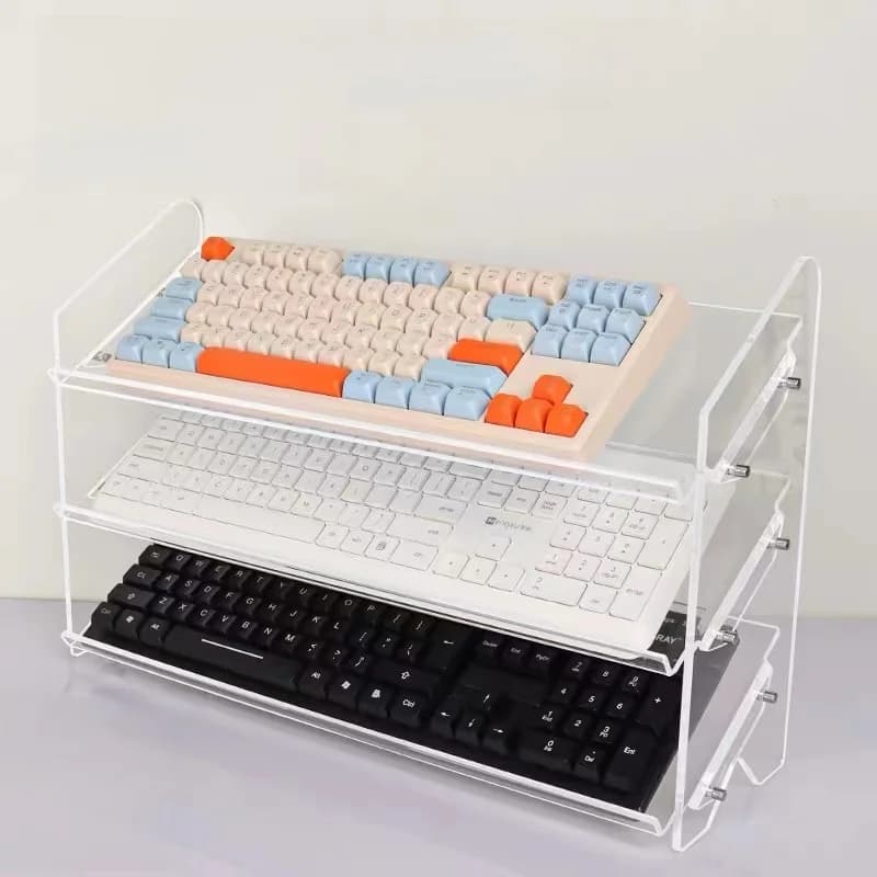 Espositore per tastiera meccanica Wirel in acrilico, posizionamento del mouse, armadio di stoccaggio, supporto per tastiera desktop antipolvere