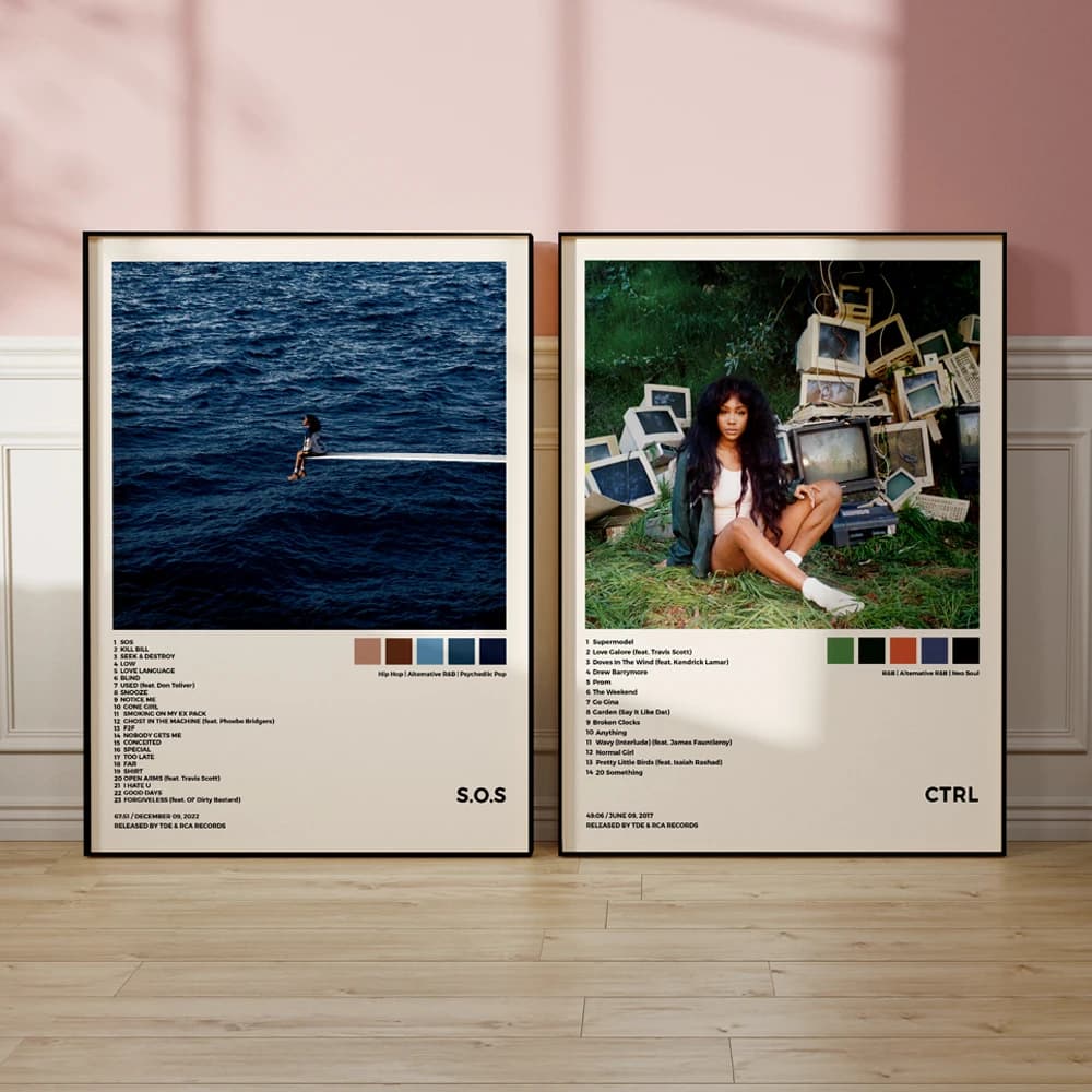 Modern Music Album Art Cover SZA Ctrl Sos Singer Wall Art cornice in alluminio stampe Canvas Painting Poster soggiorno Home Decor