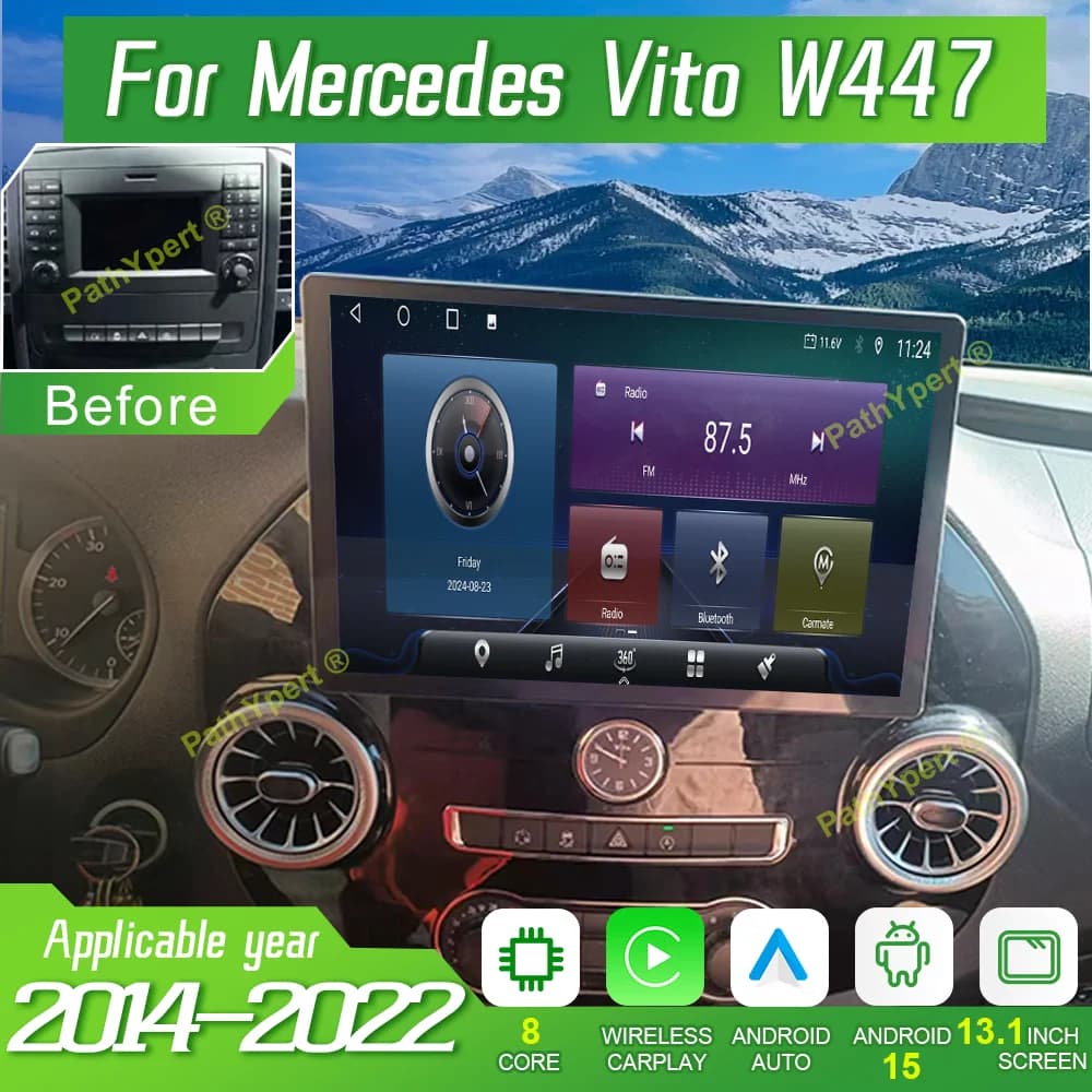 13.1''Android 15 For Mercedes Vito W447 2014-2022 Car Radio Stereo Multimedia Player Display GPS Navigation BT Head Unit Carplay