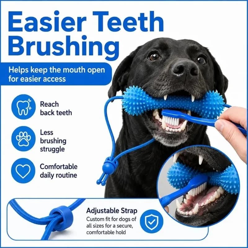 Dual-Action Canine Dental Prop Dog Dental Chew Toy for Teeth Cleaning Brushing Reusable Dental Chews for Dogs Brushing Magic