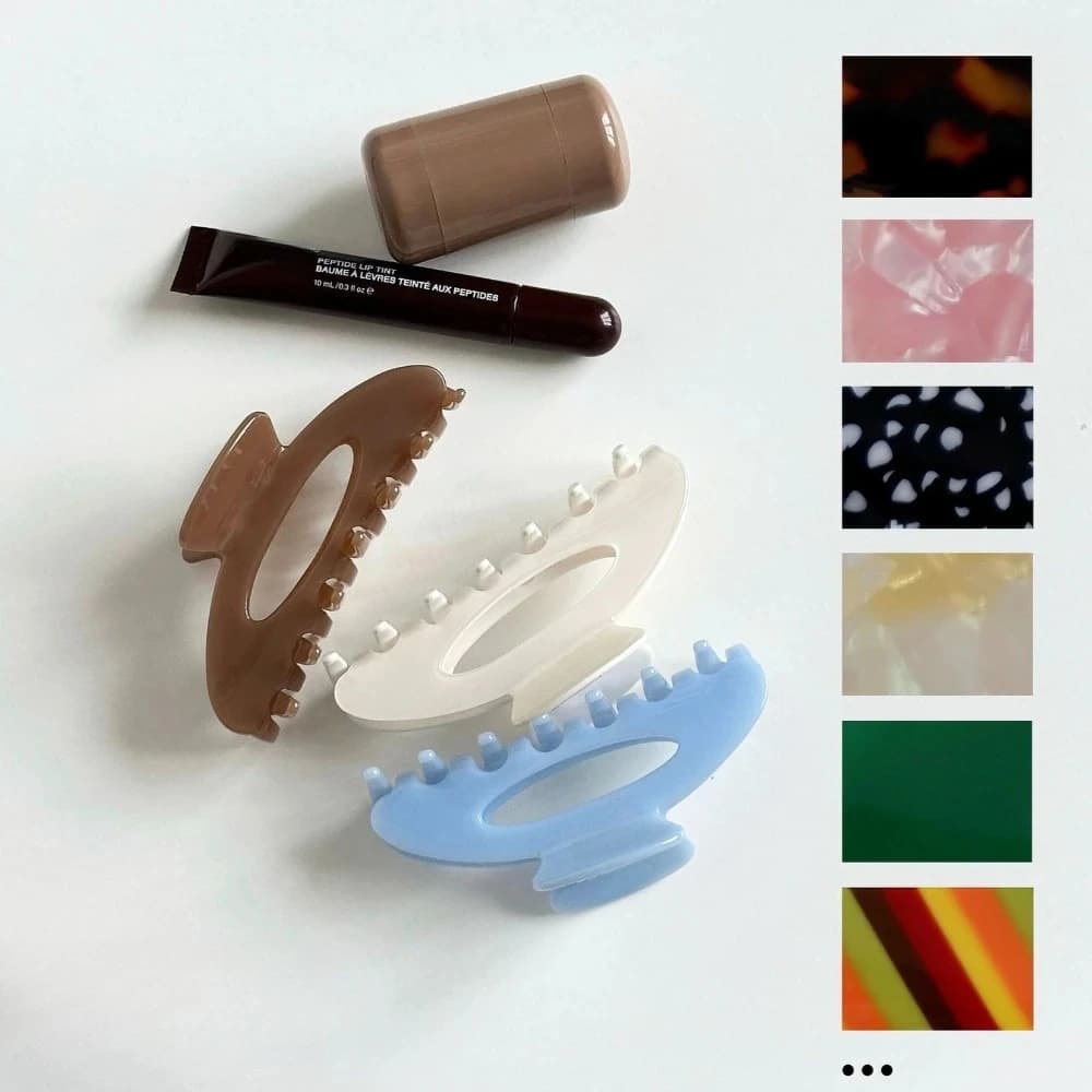 2026 New French Simple Hair Claw Clips All Day Hold Large Size Acetate Hollow Oval Daily Hair Clip for Women Hair Accessories