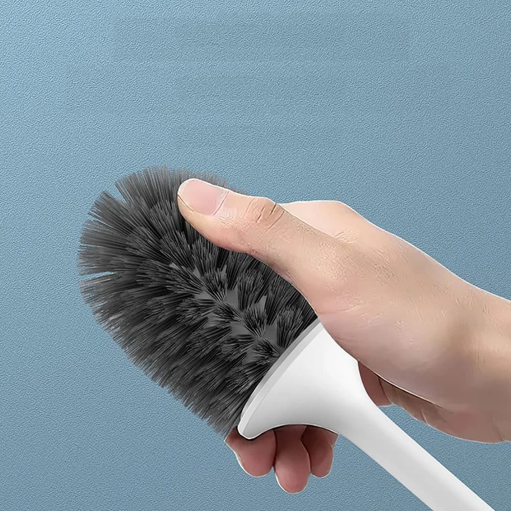 Spazzola per WC in Plastica con Base Antigoccia, Spazzola per la Pulizia del WC Girevole a 360 Gradi, Bianca con Manico Lungo, per Famiglia
