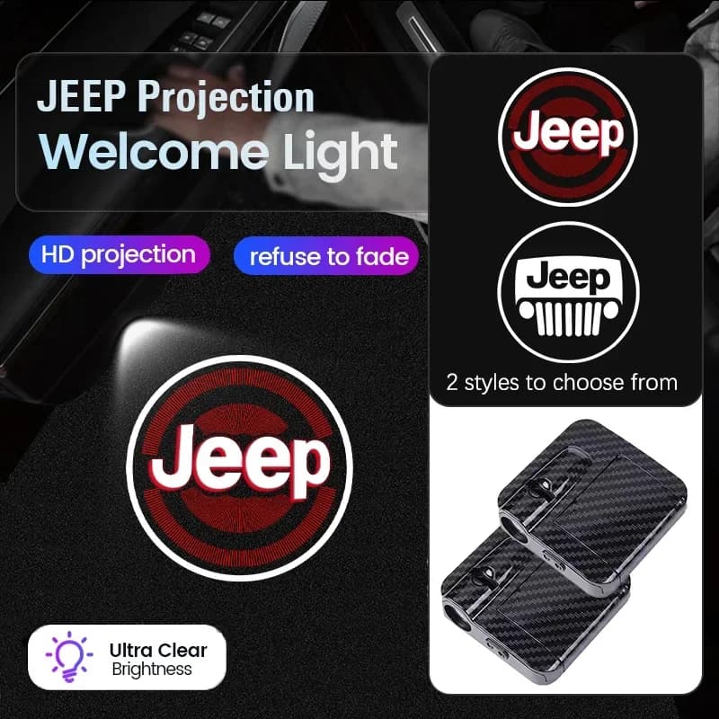 Luce di benvenuto HD per portiere auto, proiettore LED, accessori auto per Jeep Renegade, Compass, Grand Cherokee, Wrangler JK, Gladiator