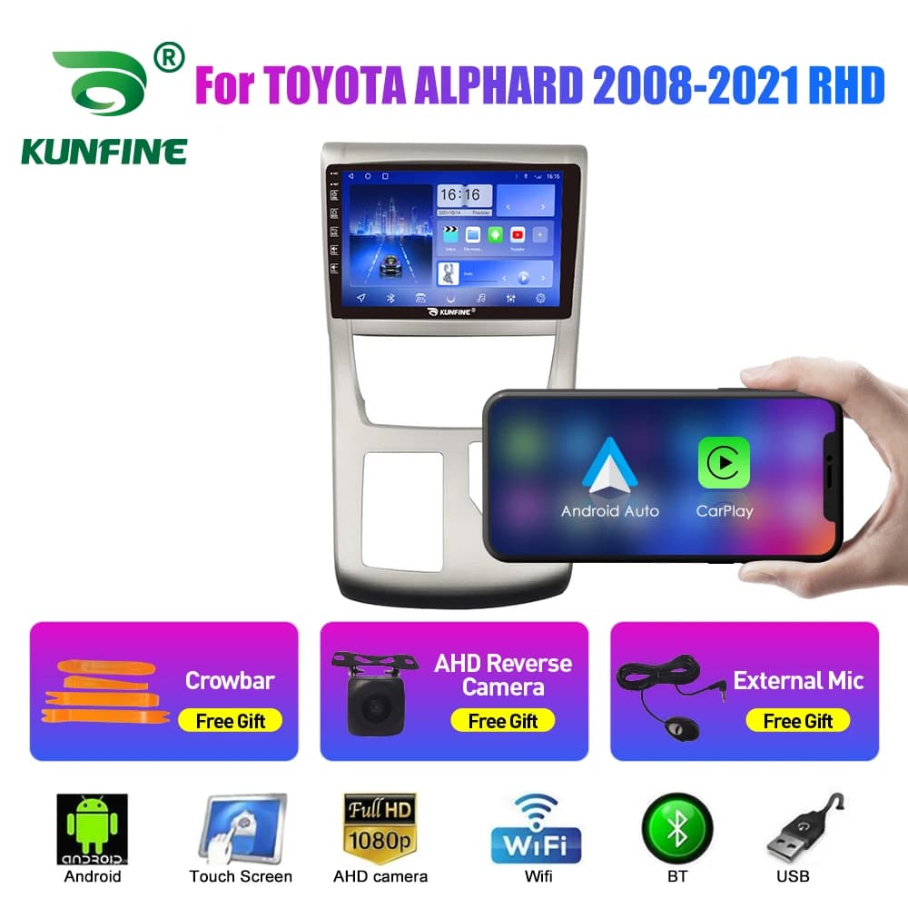 Autoradio da 10.33 pollici per TOYOTA ALPHARD 2008-2021 RHD 2Din Android Car Stereo DVD Lettore di navigazione GPS Schermo QLED Carplay