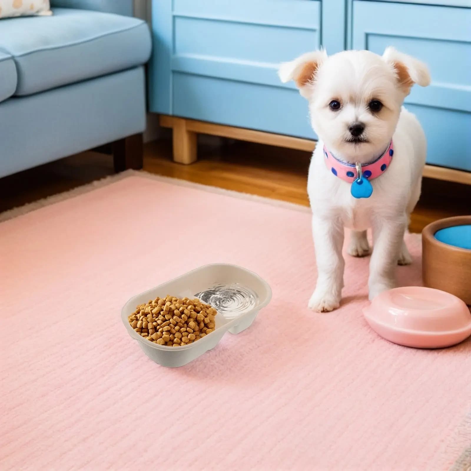 50Pcs Pet Feeding Bowls Disposable Portable Dual-Purpose Puppy Food Water Bowls for Kennels Crates Cages Hygienic Small Animal