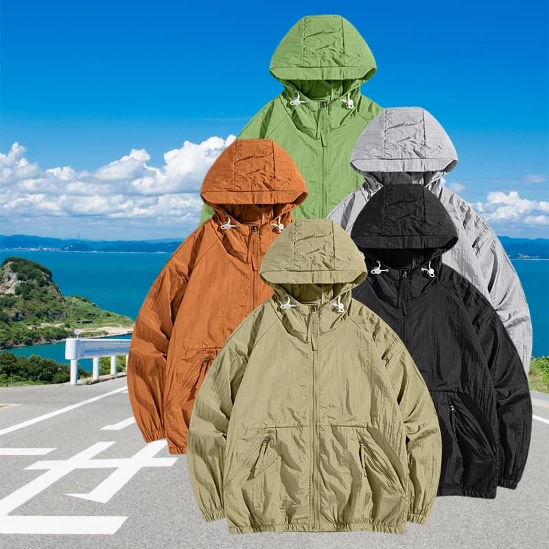 Jackets with Protective Hood for Men, Windproof, Spring and Summer, Oversize UV Jacket for Fishing, Solar Protective Coats