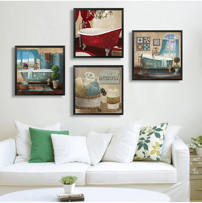 Wall Art Prints on Canvas Modern House Decoration Painting on Canvas Bathroom Picture Posters and Abstract Prints in Nordic Style without Frame