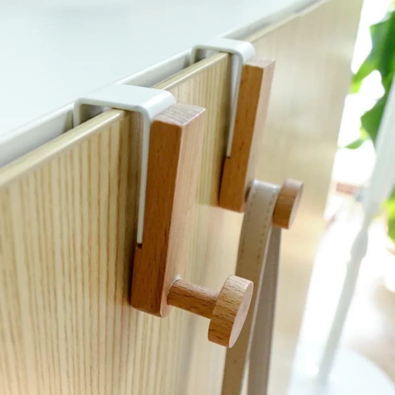 6 Ganci in Legno per Porta, Organizzatori Appendiabiti, Ganci per Appendere Vestiti, Ganci Autoadesivi per Ingresso