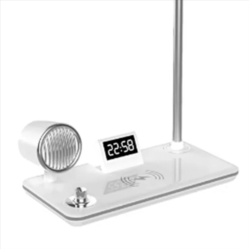 CJSD-Bluetooth Ambiente sonoro Luce notturna ambientale Lampada da scrivania di ricarica per telefono cellulare wireless Orologio da lettura multifunzionale