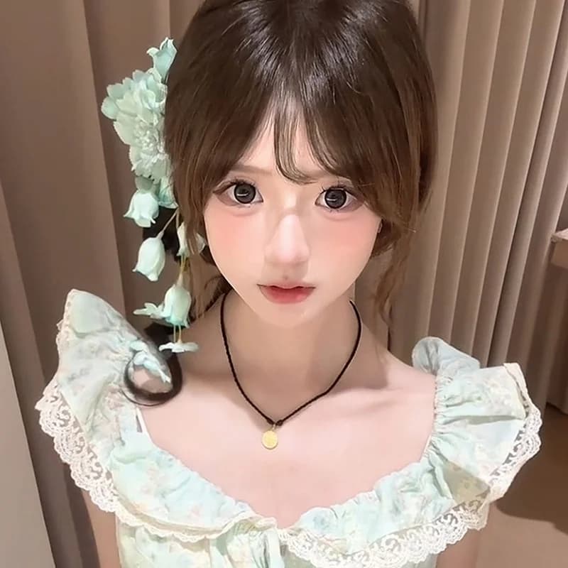 Forest Style Green Wind Chime Flower Hair Clip Seaside Vacation Side Clip Super Fairy Atmosphere Pure Desire Cool Accessory