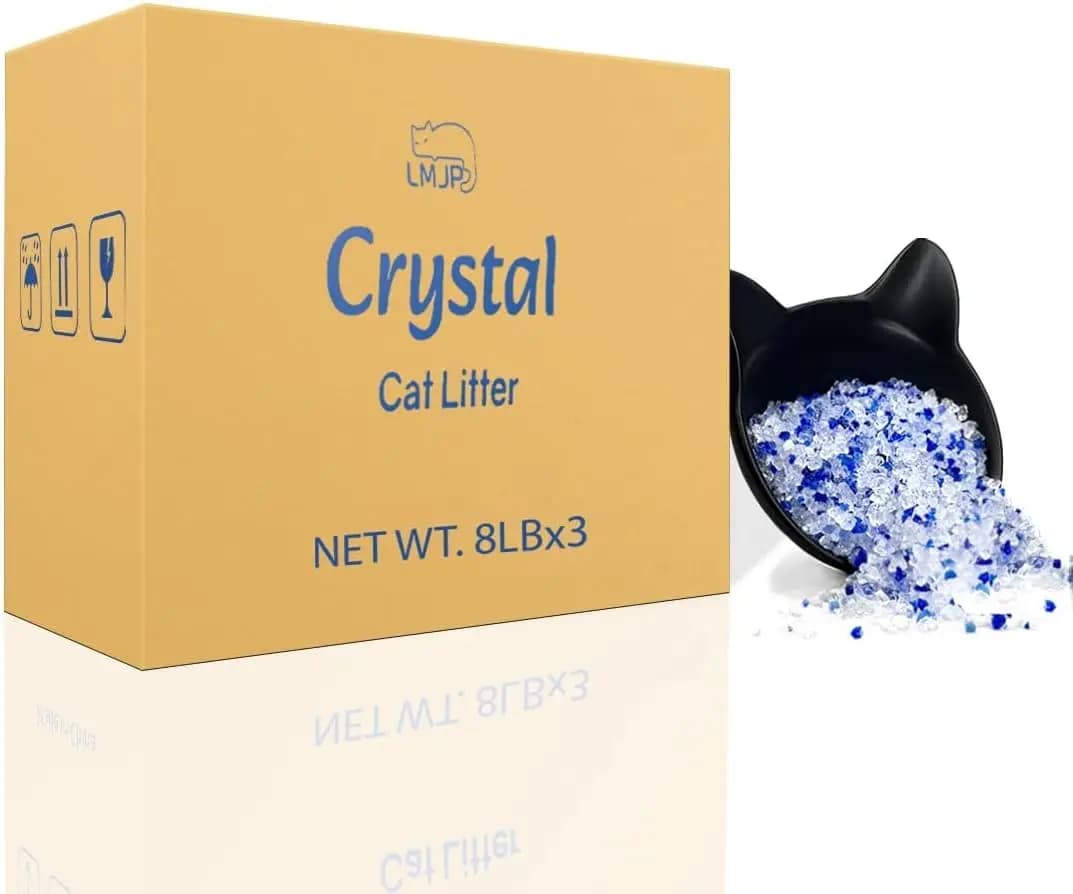 Lettiera per Gatti in Cristallo: Potente Controllo degli Odori, Non Agglomerante, Dura 6 Mesi, 24 libbre, Senza Profumo, Basso Contenuto di Polvere, Confezione da 3 x 8 libbre