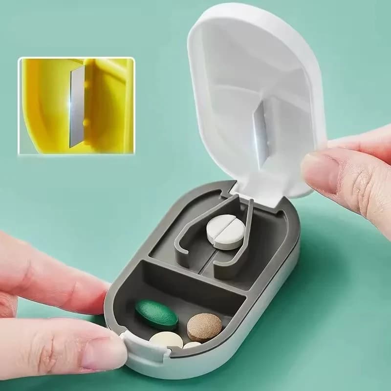 1/2/3/4pcs Portable Pill Splitter -2-In-1 Pill Box With Stainless Steel Blade - Suitable For Vitamin Tablets - Cutting Pills