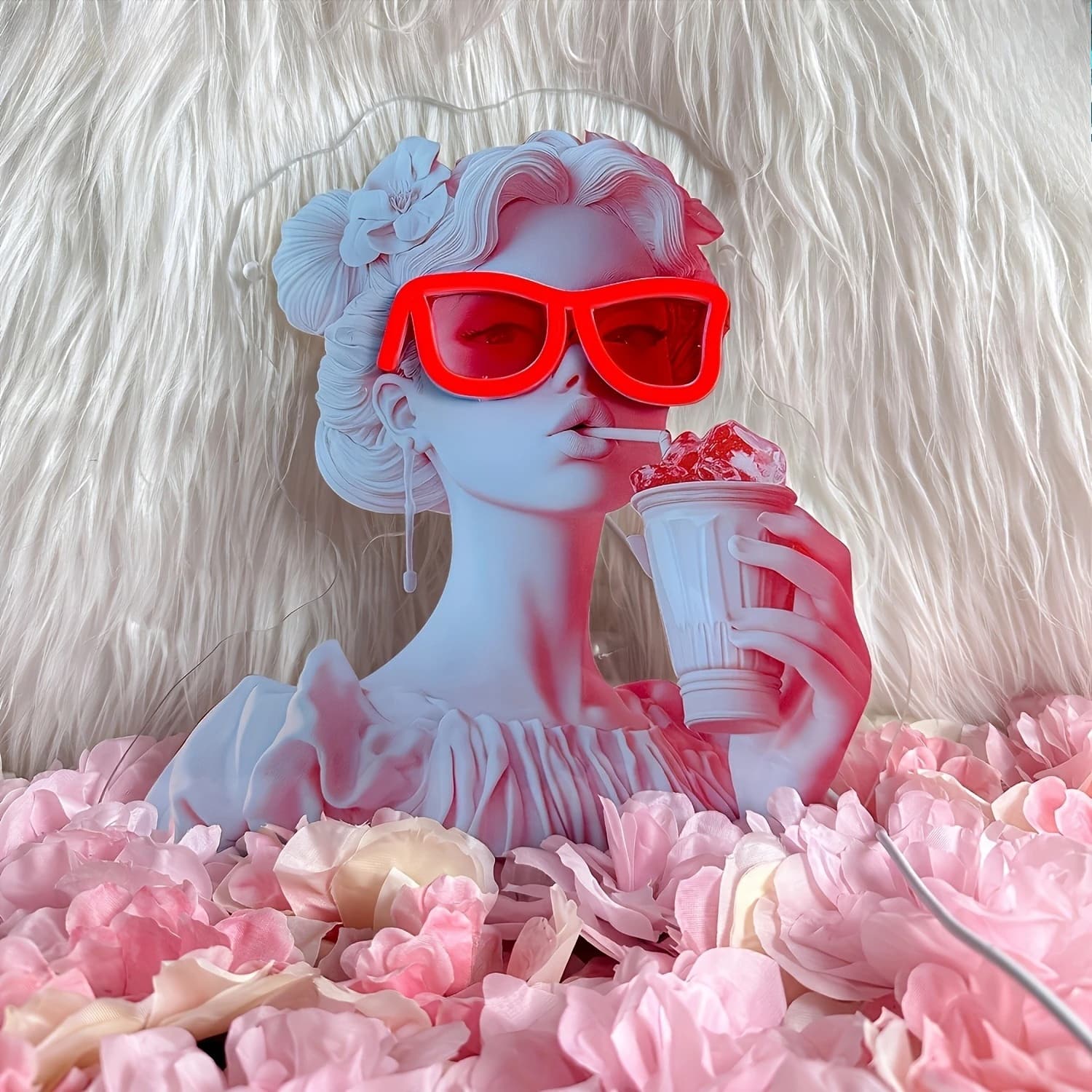 Insegna al Neon a Forma di Statua Femminile che Beve, Luce al Neon Divertente Dimmerabile Alimentata USB per Camera da Letto, Bar, Feste, Pub, Decorazioni