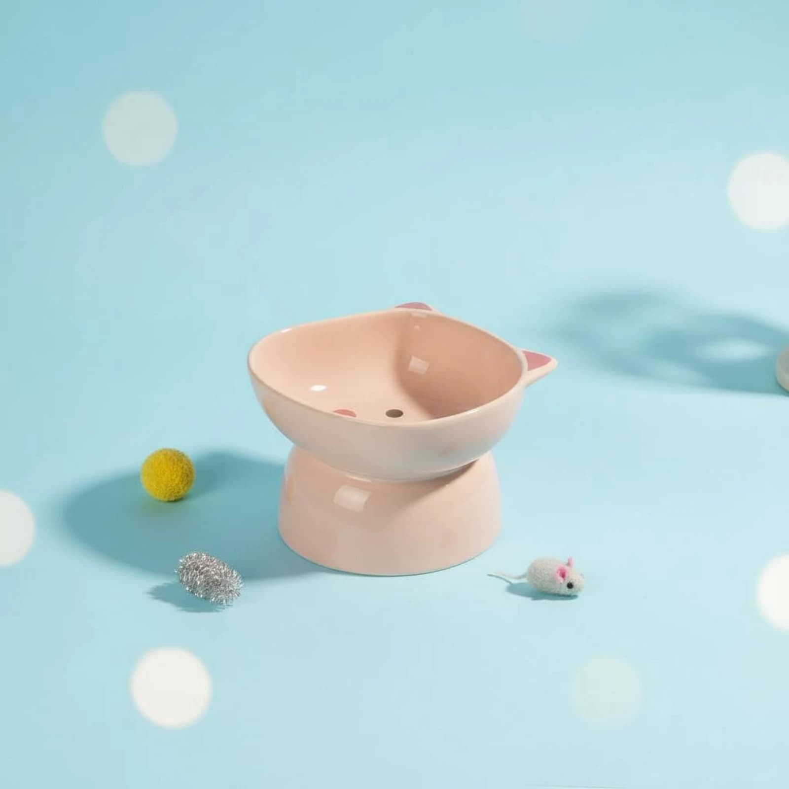Ceramic Cartoon Pet Dish Non-Slip Elevated Cat Bowl Raised Cat Food Bowl Easy to Clean Tilted Ceramic Pet Dish Dishwasher Safe