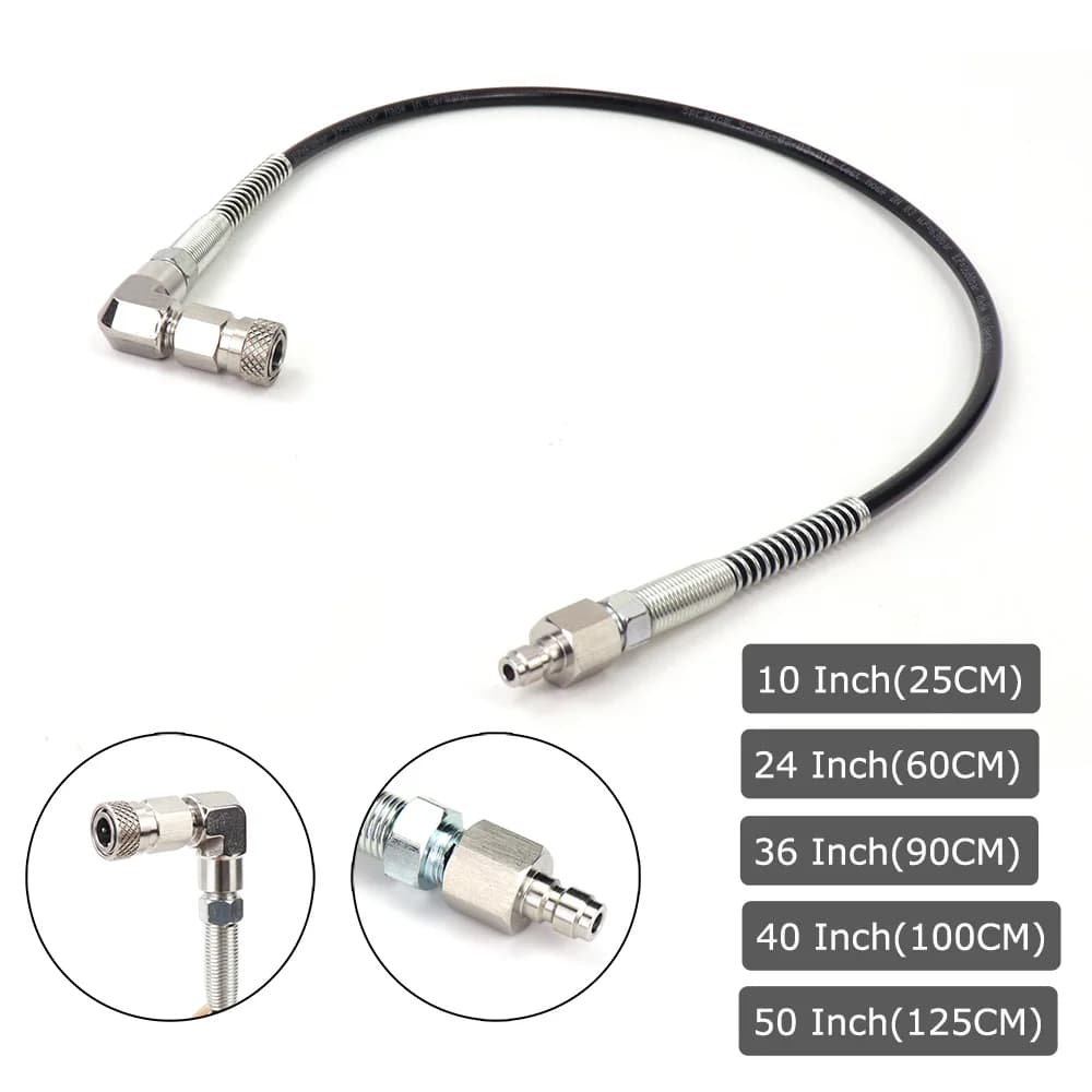 New High Pressure Whip Hose Charging Hose With 90-degree Adapter Remote Fill Extension
