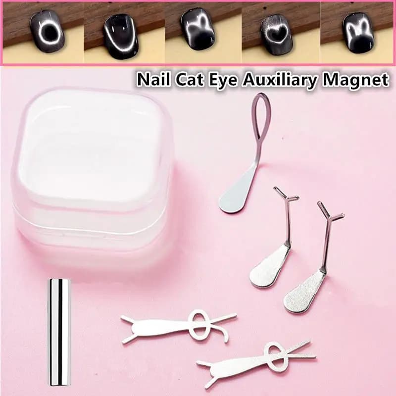 Professional tools for nail art with cat eye effect, magnetic, silver, for French manicure, with hollow heart design, for gel nail polish, for beauty salons