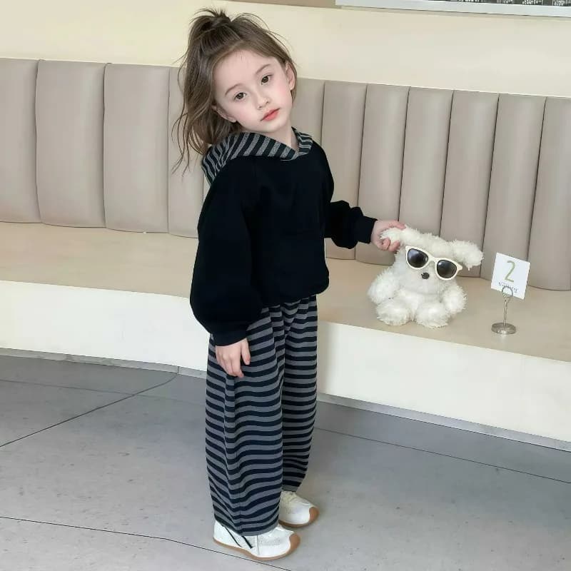 Baby Girls Autumn Sweatshirt Sweatpants Set Toddler Striped Hoodie Kids Sports Casual 2‑Piece Outfit