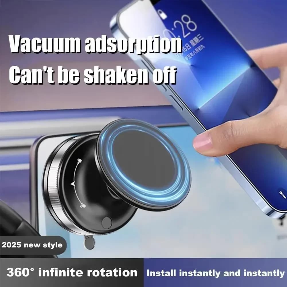 Supporto per telefono con ventosa magnetica sottovuoto 2025 Forza magnetica a doppio strato per Iphone universale 360 ° Staffa di navigazione girevole