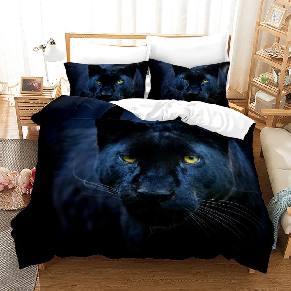 Copripiumino leopardato king/queen size, set di biancheria da letto con stampa modello pantera nera per ragazzi, adolescenti, uomo, copripiumino a tema animale ghepardo