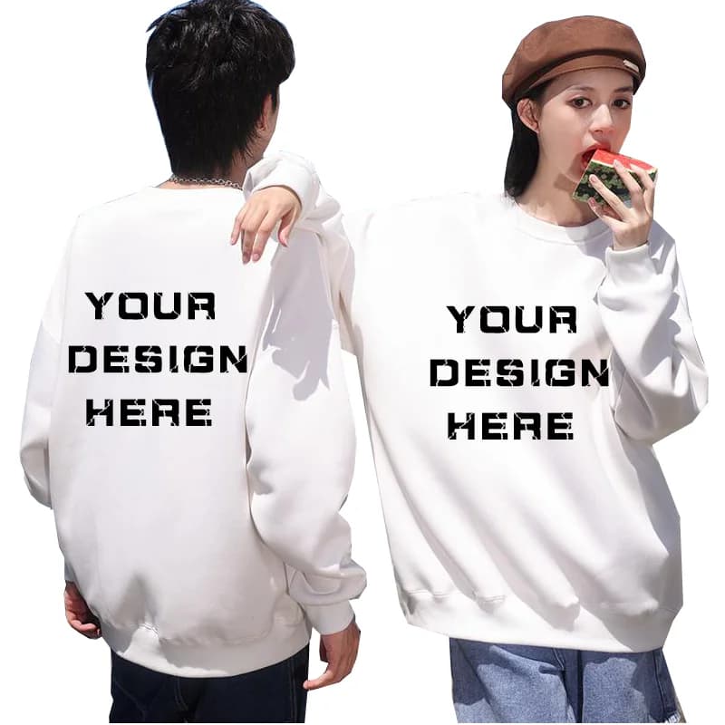 Cotton 500gsm Men's Thick O-neck Sweatshirts Print Custom Logo With Ripped Shoulders Pullover Women's Hoodies Casual Oversize
