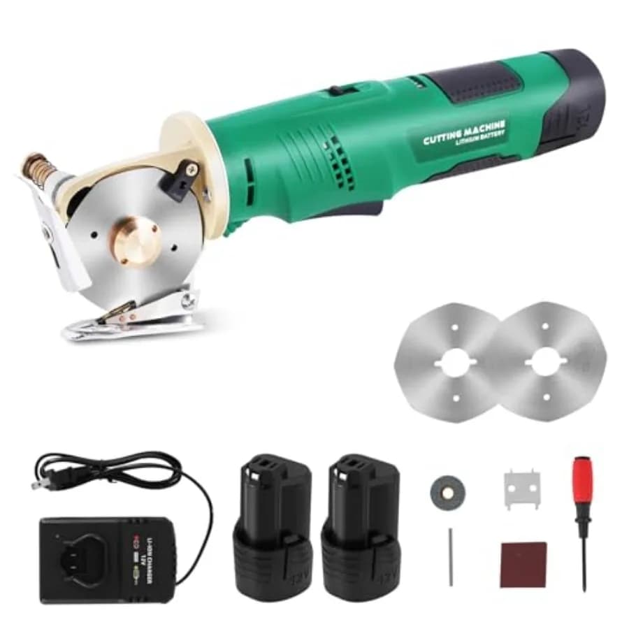 Electric Rotary Cutter Cordl Electronic Scissors Rechargeable Cardboard Cutter with Safety Lock, for Cutting Fabric/Paper/Carpe