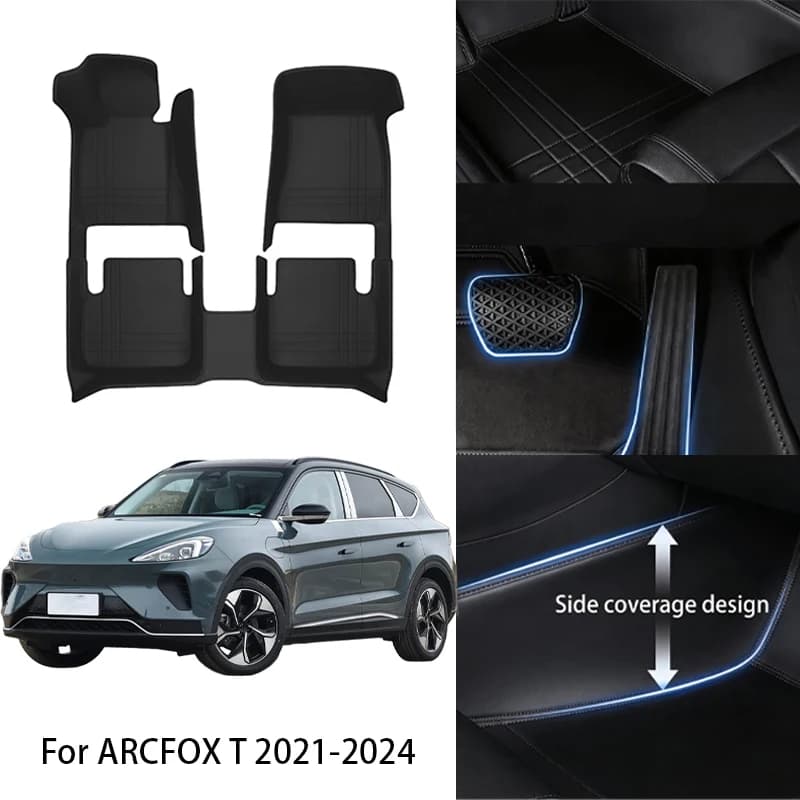 Tappetini Auto in Pelle PU su Misura per ARCFOX T S T5 T1 Kao La 2021 2023 2026, Set Completo di Lusso, Accessori Interni Auto
