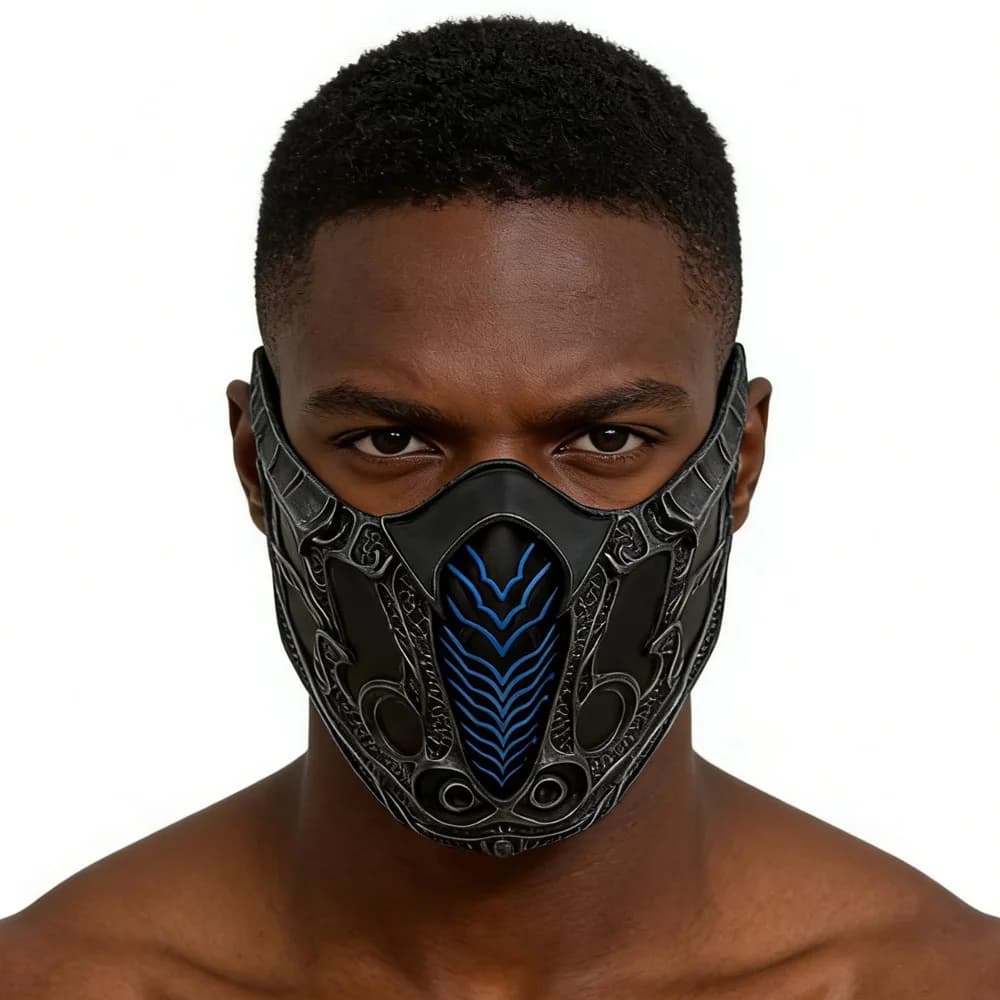 Maschera Mortal Kombat Mezza Faccia, Maschere in Lattice Sub-Zero Scorpion per Cosplay, Accessori per Costume di Halloween, Carnevale, Feste in Maschera