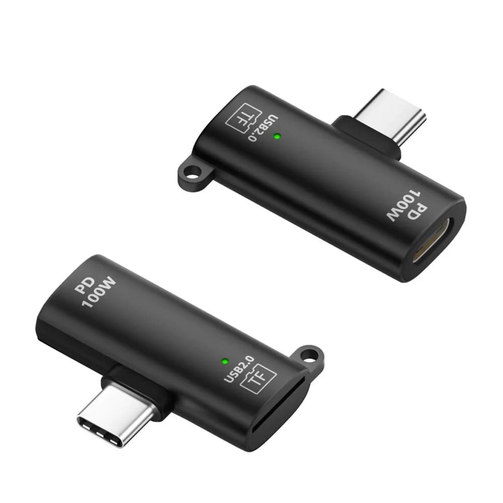 PD 100W 2 in 1 USB C Converter Fast Charging High Speed TF Card Reader Data Transfer Type-C Memory Card Reader