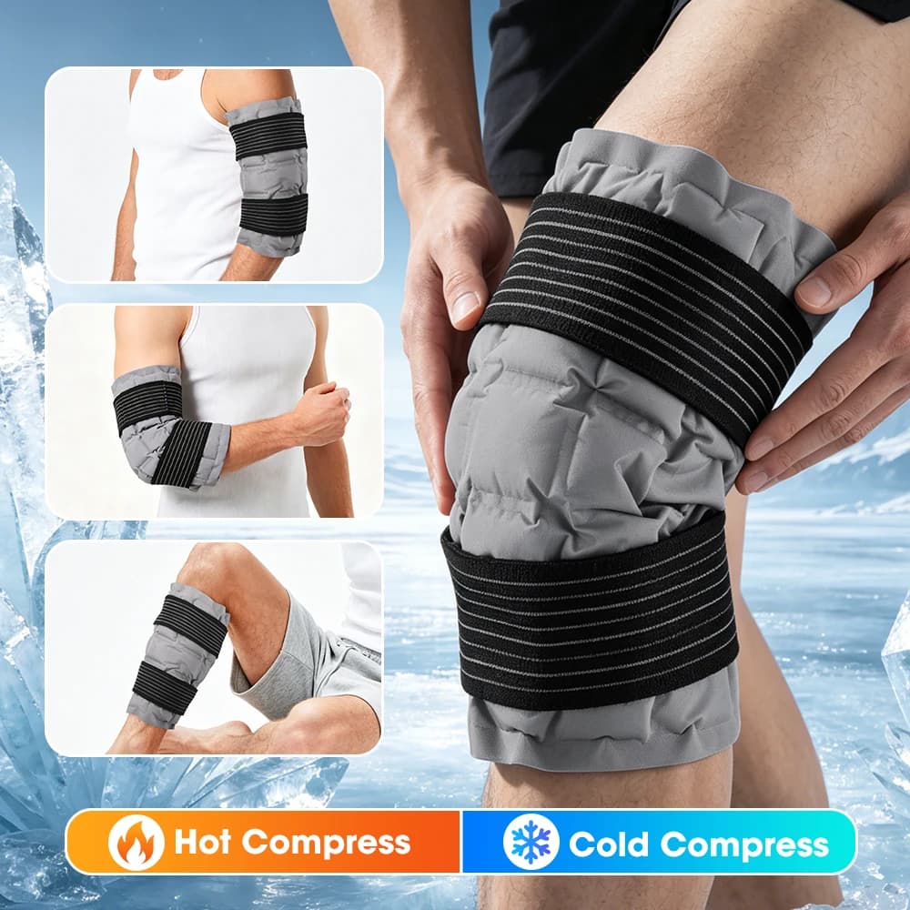 Impacco di ghiaccio riutilizzabile per ginocchio, impacco caldo/freddo autoassorbente per gambe, ginocchia, sollievo dal dolore muscolare, caldo per dolori mestruali e addominali