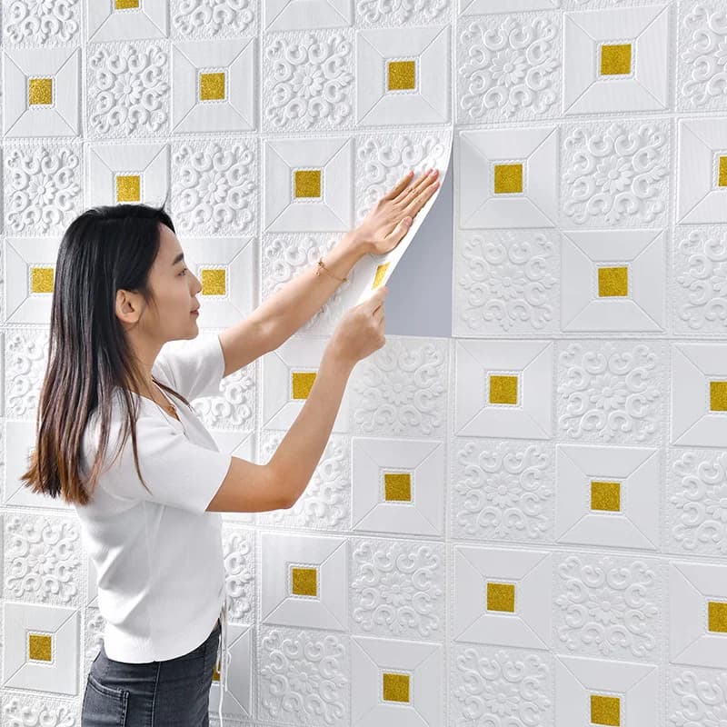 10Pcs 70x70cm Big Size Ceiling Wallpaper 3D Brick Waterproof Wall Stickers Foam Self-Adchive Wall Decoration
