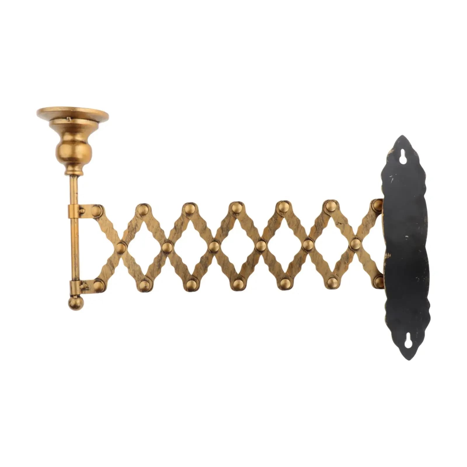 Extending Wall Candle Holder Golden Metal Telescopic Sconce Candle Stand Antique Decor for Home Dining Room Bathroom
