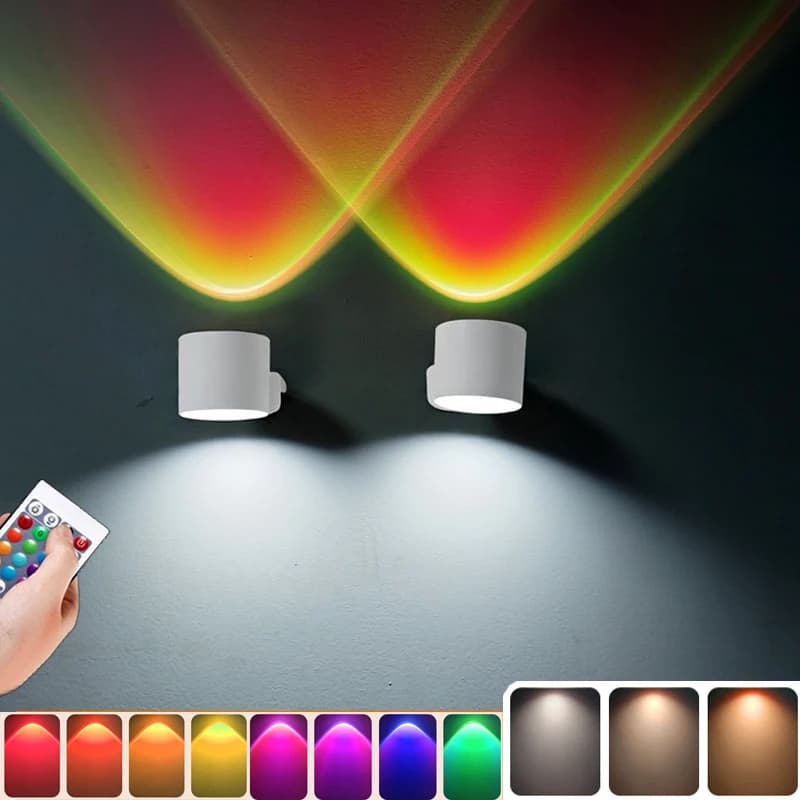 Lampada da parete a Led Touch Control Remote 360 ricarica USB girevole luce notturna RGB portatile senza fili per lampada da lettura da comodino per camera da letto