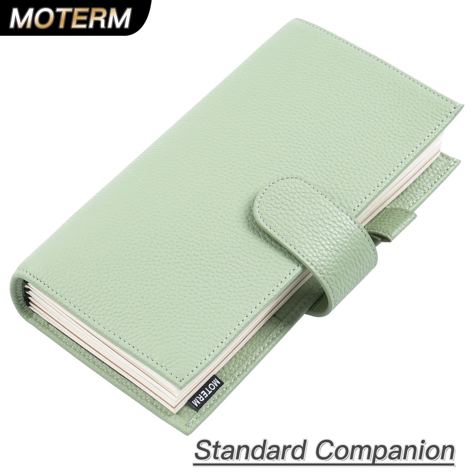 Moterm Companion Travel Journal Standard Size Notebook Genuine Cowhide Organizer with Back Pocket and Clasp