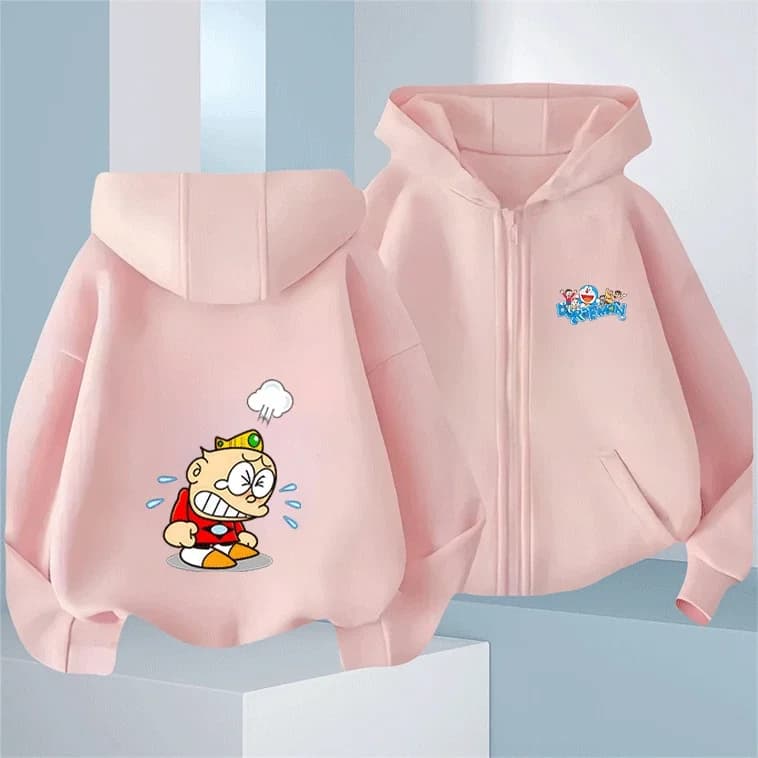 Giacca con Cappuccio Morbida con Cerniera 2026, Stampa Anime Doraemon, Abbigliamento Autunno Inverno per Bambini, Vendita Calda