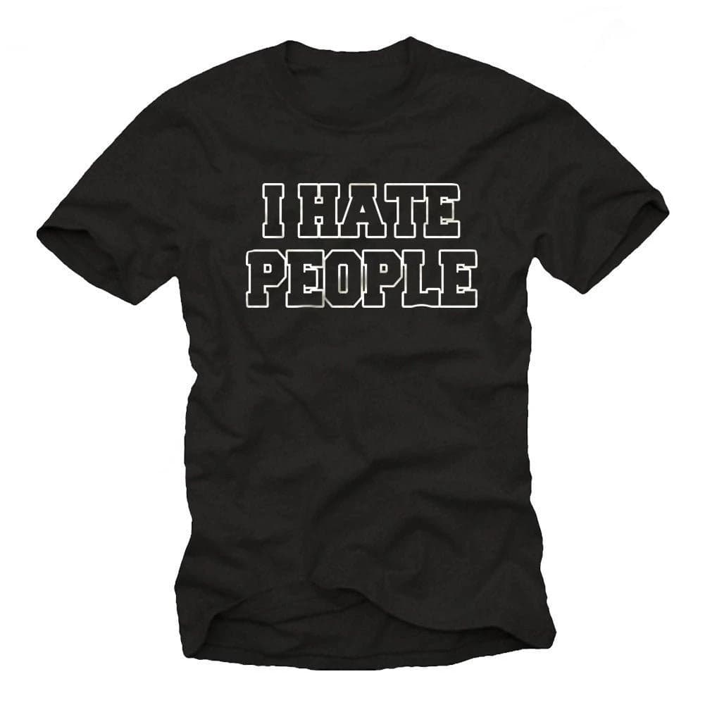 Men's Summer T-shirt 'I Hate People', Men's Casual Sleeve T-shirt Court in Cotton, Sportwear Harajuku, Pullover with Round neck, Fashion suit