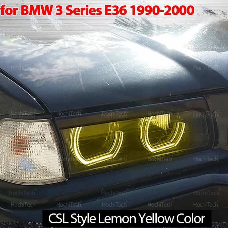 For BMW Series 3 E36 1990-2000 Super Bright CS CSL Style Yellow Ring Angel Eyes LED Tuning Light Rings