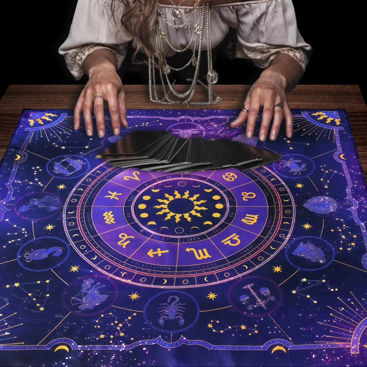 Viola 12 Costellazioni Tarocchi Carta Tovaglia Altare Panno Per Spread Tarocchi Lettura Panno Spirituale Oracle Card Pad Decorazioni Per La Casa