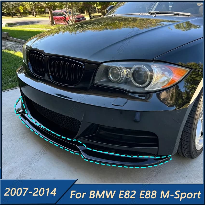 Front Bumper Lip Chin Splitter Diffuser 4PCS For BMW E82 E88 118d 120i 120d 123d 125i 135i M-Sport Coupe/Cabrio 2007-2014