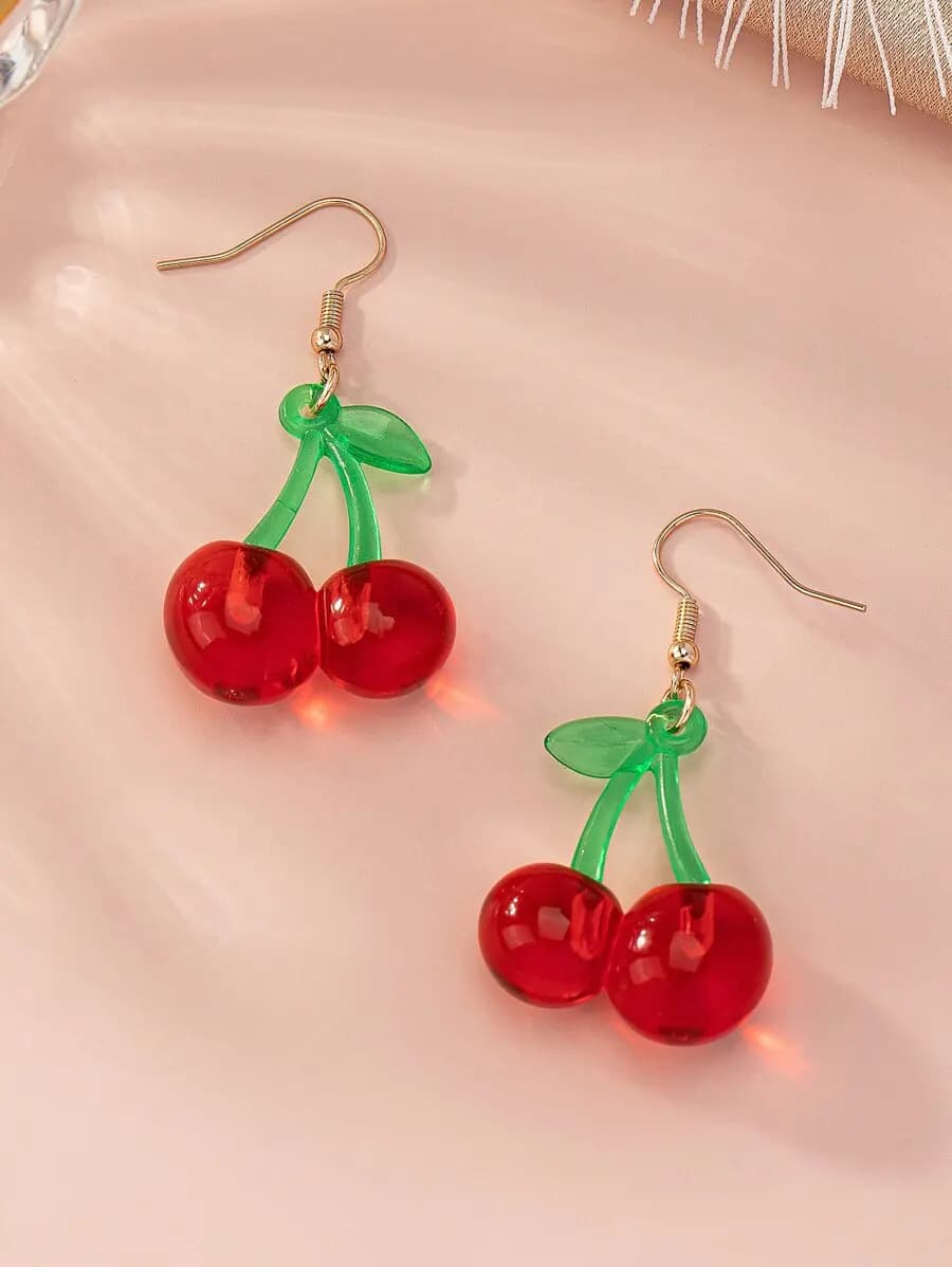 Cute Cherry Resin Drop Earrings For Women Party Holiday Daily Wear
