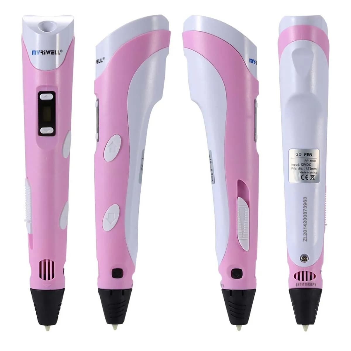 MYRIWELL, 3D printing pen with display - includes 3D pen, 3 initial colors of PLA filament, stencil book + project guide and Ch