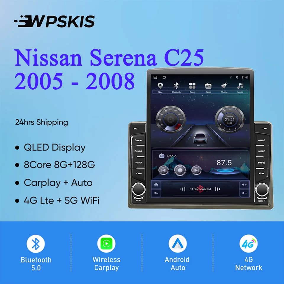 8Core 8G + 128G Carplay Auto Car Radio Audio Stereo registratore a nastro HU unità principale per Nissan Serena C25 2005 - 2008 GPS DVD Cassette