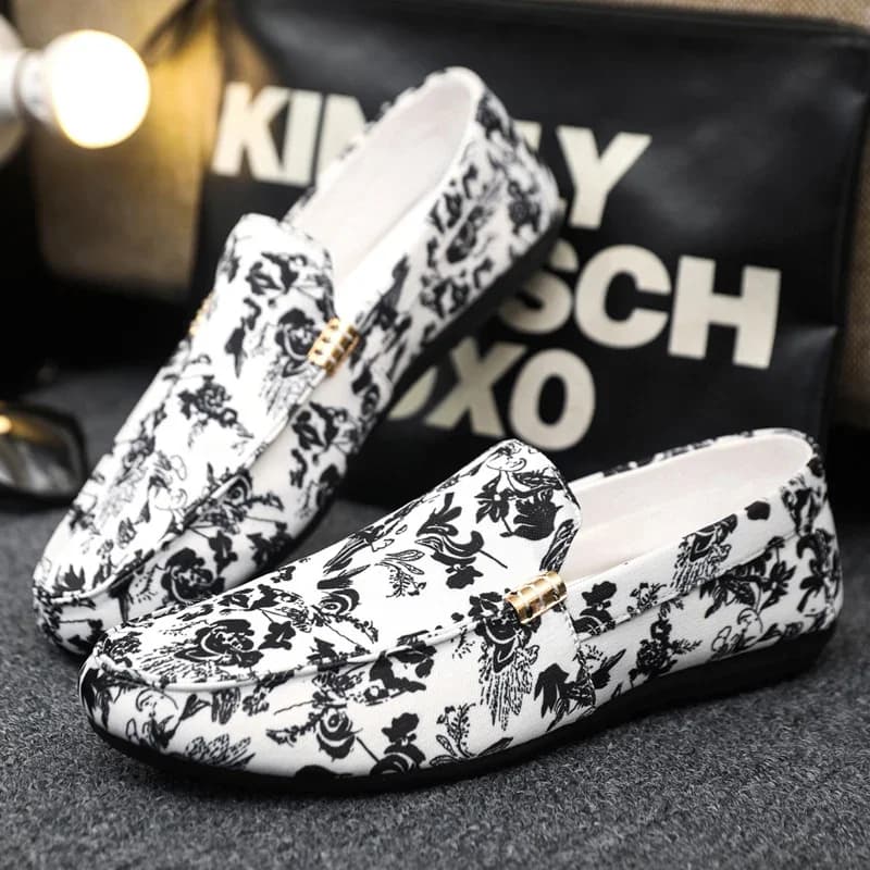 Scarpe casual da uomo di grandi dimensioni 46, mocassini di design con stampa alla moda, scarpe basse da uomo, scarpe comode senza lacci, scarpe da ufficio da uomo