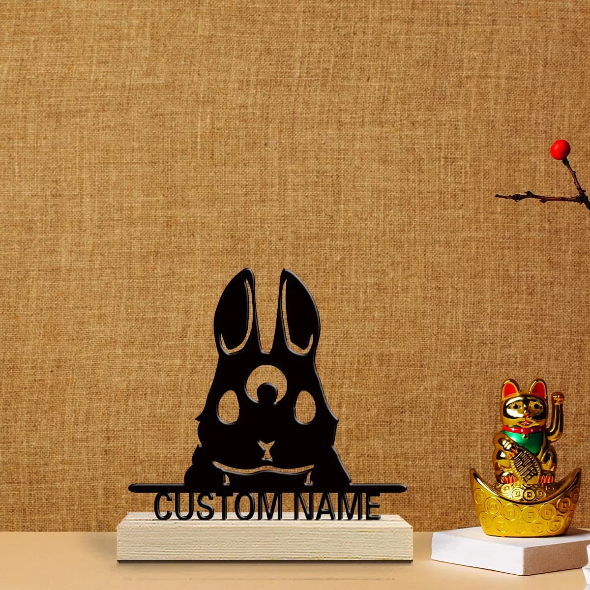 1pc Personalized Iron Desktop Ornament Custom Content With Wooden Base Office Decoration,Christmas and Housewarming Gifts