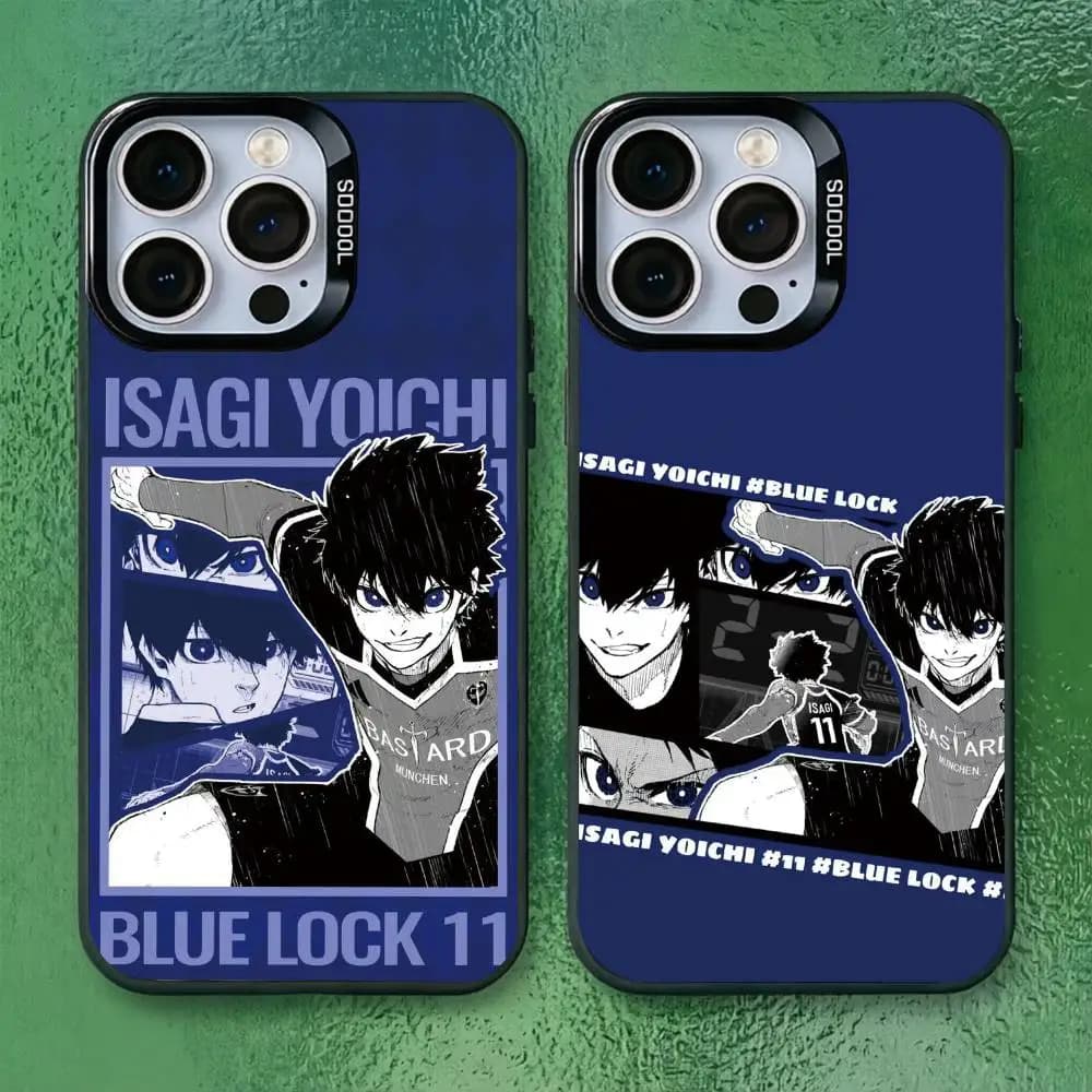 Blue Lock Isagi Yoichi Phone Case For iPhone 17,16,15,14,13,12,11 Plus,Pro Max,XS,Colored Silver Plated Inside Cover