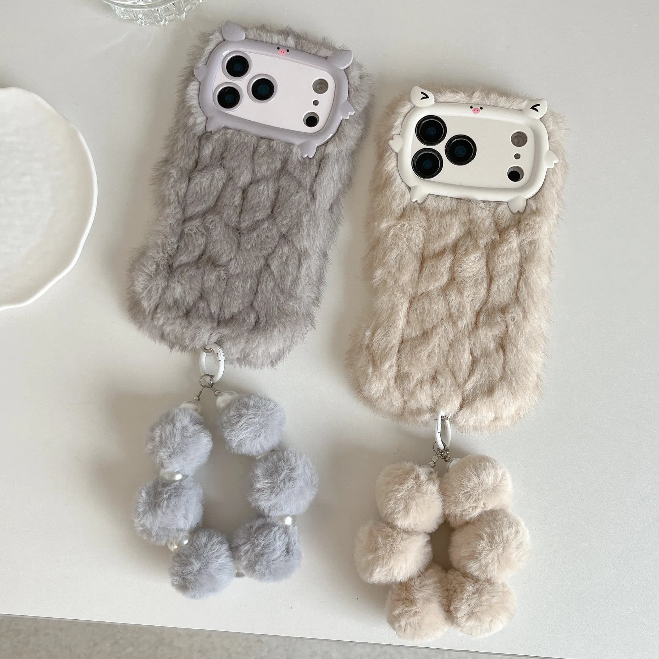 Adorabile guscio di peluche di maiale per 17 pro max 16pro 15plus 14 13 Griglia liscia morbida copertura in peluche Custodia protettiva dal design animale carino