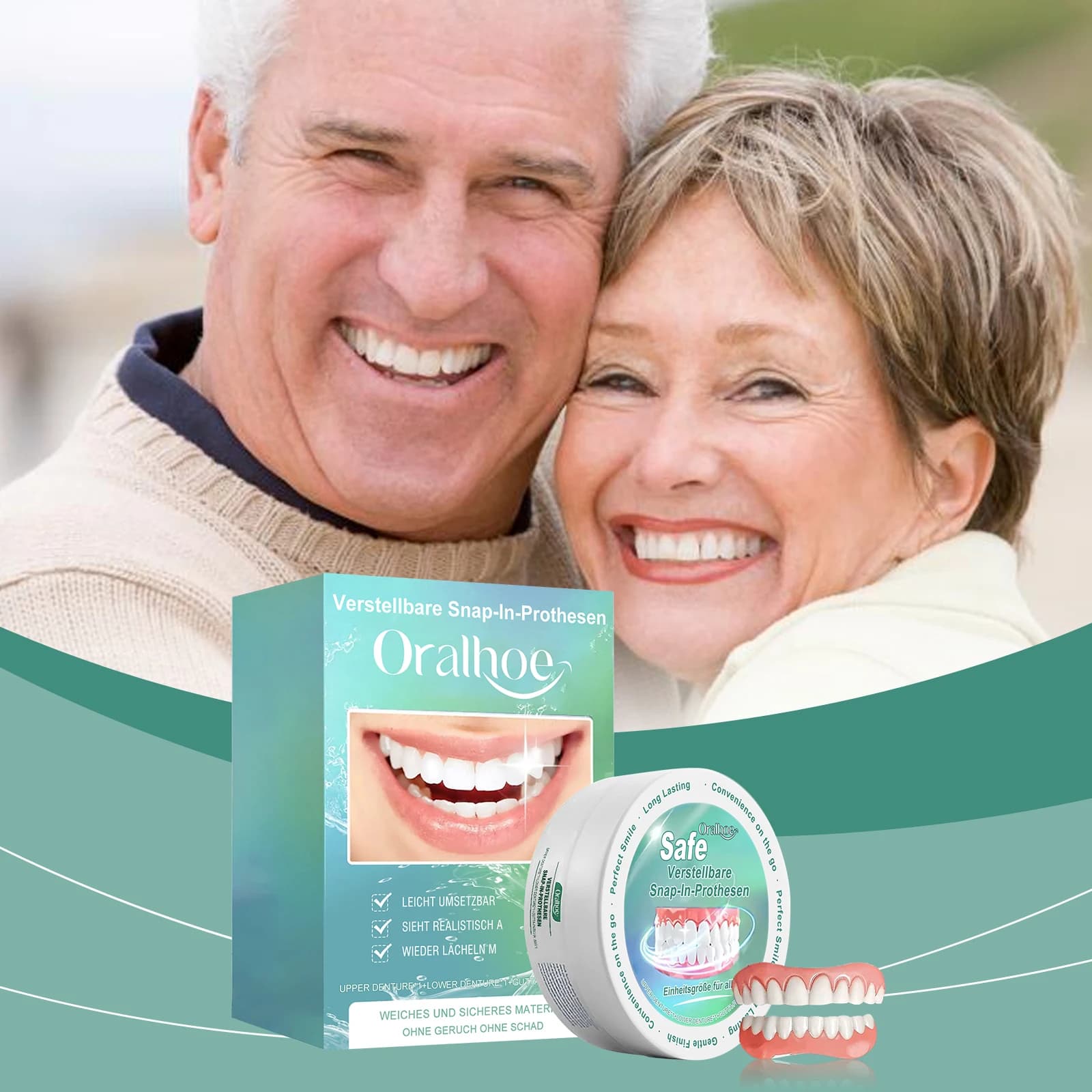 Faccette Dentali Temporanee Sbiancanti Unisex 2 Pezzi, Accessori Cosmetici per Denti per Decorazioni Festive e Mascherate H2931-15