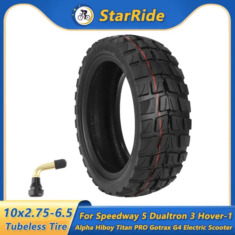 10x2.75-6.5 Tubeless Tire with Valves 10 Inch Vacuum Tires for Speedway 5 Dualtron 3 Hover-1 Alpha Hiboy Titan Electric Scooter